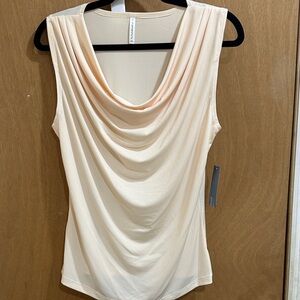 Passport Cream Sleeveless Drape Blouse